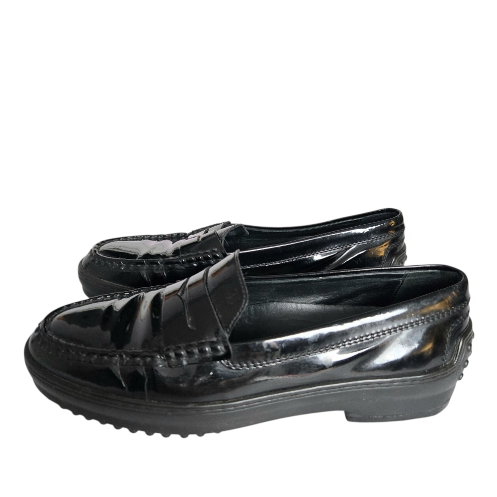 Tod’s Patent Leather Driving Slip-On Loafer Shoes Vibram Black 38.5/8.5